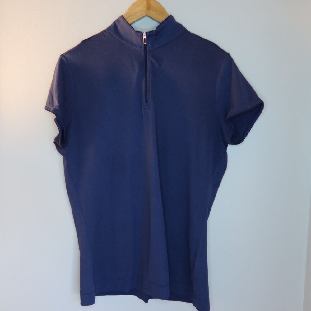 Nike Golf Dri-FIT 1/4 Zip Polo Womens Shirt L Blue Stretch Moisture Wicking